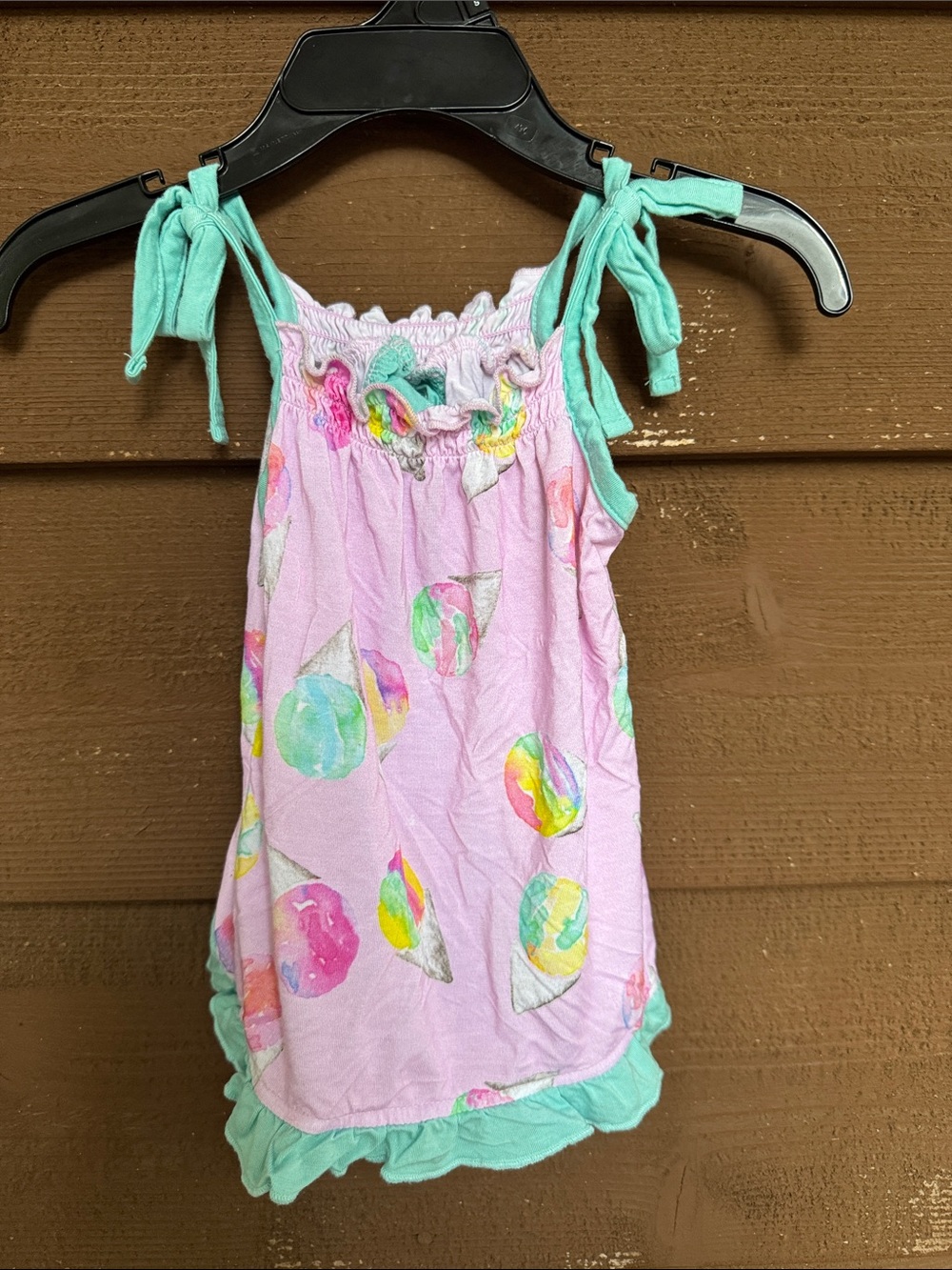 Sweet Bay Clothing Bamboo Pink Ice Cream Print Tie-Shoulder Tank Top size 6-12M